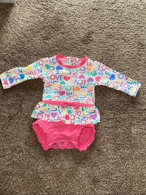 Ruffle Butts 3-6 months long sleeve swimsuit